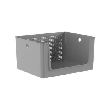 Imagem de Cesto Organizador Flow Com Abertura Frontal Martiplast Ou- Chumbo, CHU