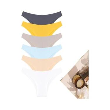 Imagem de Conjunto De 6 Calcinhas Sem Costura De Seda Gelada De Cintura Baixa, R