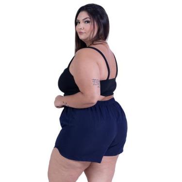 Imagem de Short Feminino Plus Size Soltinho Leve Praia Piscina Banho Bermuda C/ 