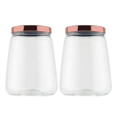 Imagem de KIT 2 Pote de Plástico 2100ml com Tampa de Rosca Metalizada Multiuso -