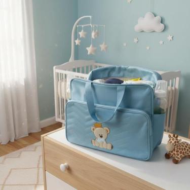Imagem de Kit Bolsa e Frasqueira Bordada Saída Maternidade Urso Ursa Rei - Xukin