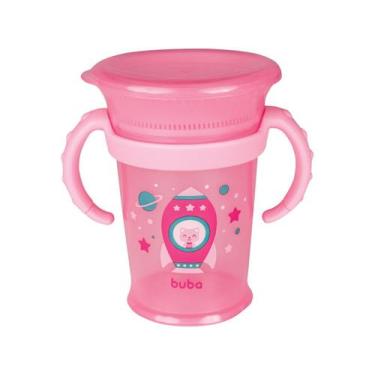 Imagem de Copo Infantil Bebê Anti Vazamento 360 Treinamento Buba Rosa, Rosa