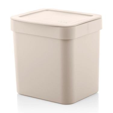 Imagem de Lixeira 2,5l Trium Ou Compacta Tampa Cozinha Bancada Casa Bege