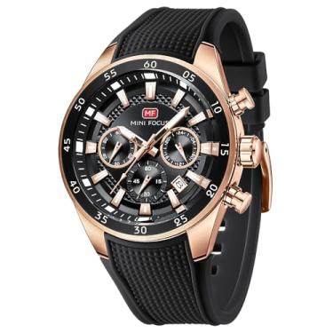 Imagem de MINI Focus Relógio de pulso masculino casual exclusivo (cronógrafo/à prova d'água/luminoso/calendário/24 horas) relógios modernos de pulseira de silicone para homens, Preto 2