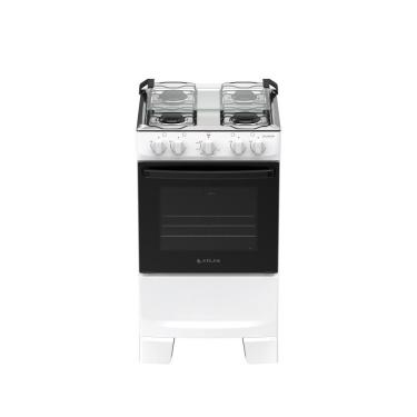 Imagem de Fogão 4 Bocas Atlas Coliseum Plus Mesa De Inox A Gás Manual Branco