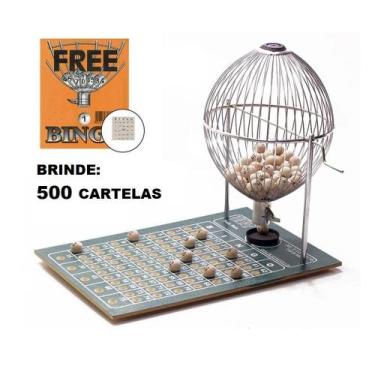 Imagem de Bingo Profissional Nº 3 Grande Metálico 75 bolinhas 500 cartelas