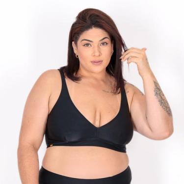 Imagem de Biquíni Top de Praia Tradicional Plus Size Decote em V Preto - STW Mod