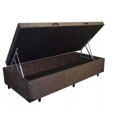 Imagem de Base Cama Box Solteiro com Baú 42x88x188cm - Veneza Estofados, Marrom