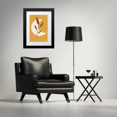 Imagem de Quadro Escandinavo Lua Folha Mostarda- 60x48cm