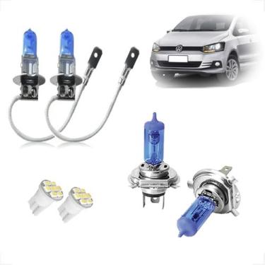 Imagem de Kit de Lâmpadas Halógena Super Branca H4 H3 Farol Baixo Alto e Milha F