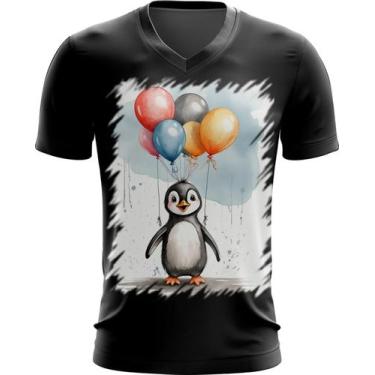 Imagem de Camiseta Gola V Bebê Pinguim com Balões Crianças 17 - Kasubeck Store®,