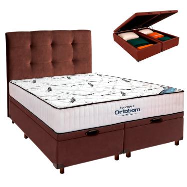 Imagem de Box Bau Blindado + Colchão Queen High Foam Ortobom + Cabeceira