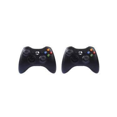 Imagem de Kit Com 2 Controles Sem Fio COMPATIVEL  Xbox 360  Preto com adaptador 