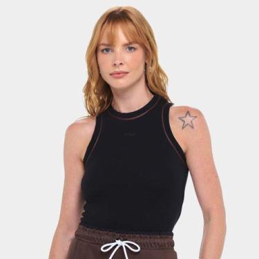 Imagem de Regata Cropped Fila UC Slim Feminina, Preto, Marrom, G