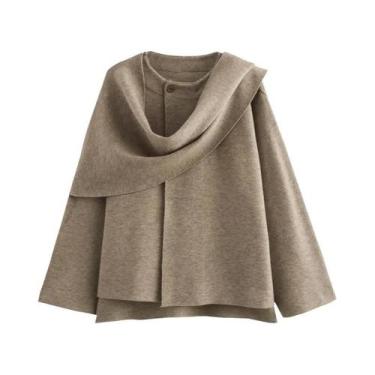Imagem de Parka De Inverno Feminina Com Forro De Pelúcia, Cachecol Assimétrico, 