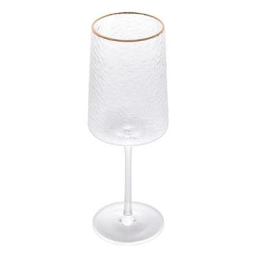 Imagem de Taca de Vinho de Cristal Ecologico Martelado com Fio de Ouro Petra 600