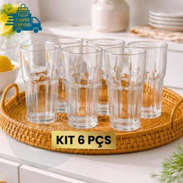Imagem de Kit 6 Copos Vidro 340ML Linha Jade Jogo 6 Copos Para Água Suco Refrige