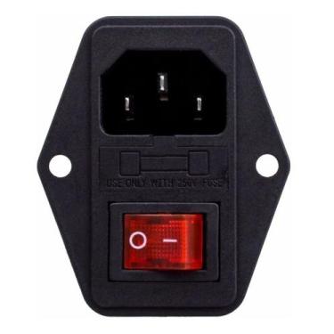 Imagem de Tomada femea com interruptor e porta fusivel para impressora 3d e cnc