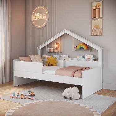 Imagem de Cama Infantil Montessori De Solteiro 188x88cm Em Mdp Com Cabeceira Estilo Casinha E Pro...