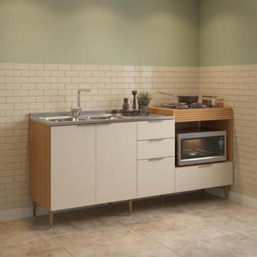 Imagem de Balcão para Pia e Cooktop 4 Portas 2 Gavetas 190cm Alice Angelin e Off