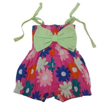 Imagem de Macacão Curto Bebê Menina Estampado Lessa Kids Verão Rf 8675, Pink, P 