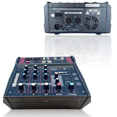 Imagem de Mesa de Som Amplificada 4 Canais 300W Interface Áudio Igreja - SOUNDOI
