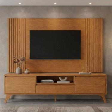 Imagem de Rack com Painel para TV até 65 Polegadas 237Cm X 201Cm Ripado 100% MDF Piazza Naturalle