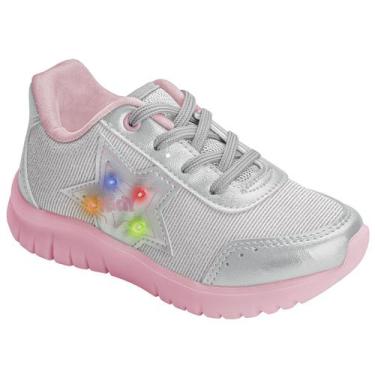 Imagem de Tênis Led Infantil Light Fun Menina Kidy - 0351095, Prata, 31