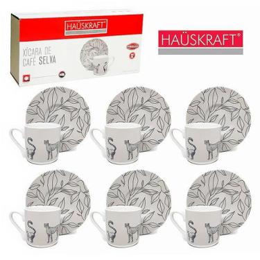 Imagem de Conjunto 6 Xícaras de Café com Pires Linha Selva 80ml JGXC063 - Hauskr