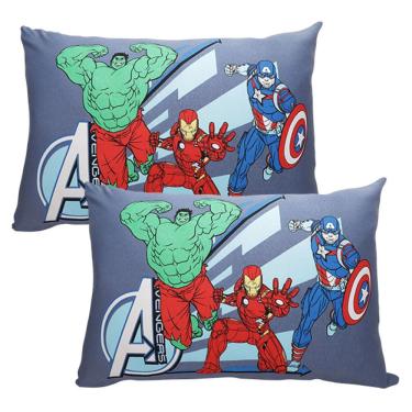 Imagem de Par de Fronha Malha 100% Algodão Marvel Avengers Estampa Localizada 48cmx68cm Branco Portallar