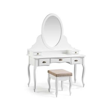Imagem de Penteadeira Louvre Com Banqueta Pés Luis XV 177 x 136 x 45 cm (A x L x P) - Cor Branco