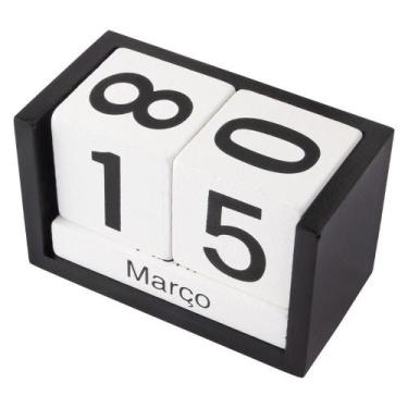 Imagem de Calendario Permanente Decorativo Cubo Madeira Decoração Mesa - Casa Ca