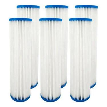 Imagem de Kit 6 Refil Filtro Plissado Lavável 9 3/4'' X 2 1/2 1 Micra Azul - Roy