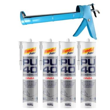Imagem de Kit Pistola Aplicadora 9 Pol Aeroflex Azul com Selante PU40 Cinza para