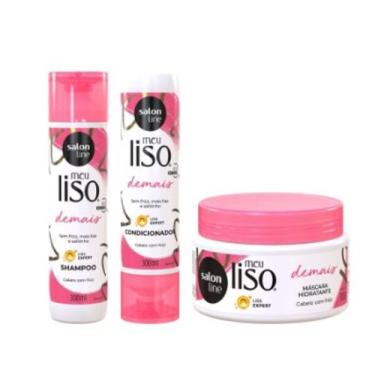 Imagem de Kit Salon Line Meu Liso Demais (Shampoo 300ml + Cond 300ml + Máscara 3