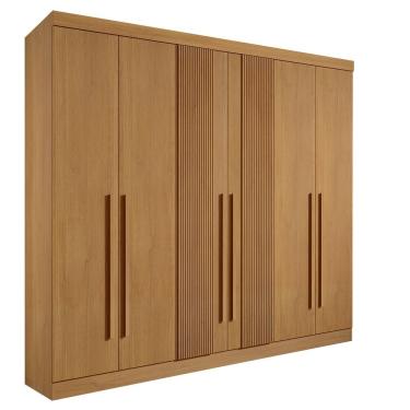 Imagem de Roupeiro Casal da Vinci Plus 6 Portas de Bater 6 Gavetas MDF Corrediças Telescópicas Ripado D'Doro Móveis
