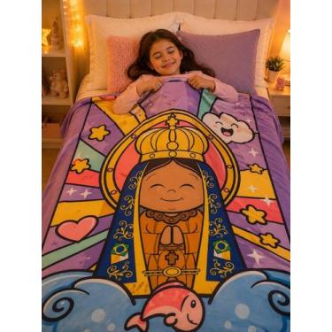 Imagem de Manta Cobertor Infantil Confortável 2,20x1,50 Tema Santinhos Católicos