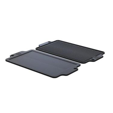 Imagem de Chapa Dupla Face Slim para Grelhar Cozinhar e Manter Alimentos Aquecidos em Ferro Fundido Lisa Grelhada Libaneza