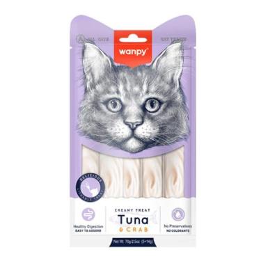Imagem de Petisco Wanpy Cremoso para Gatos Sabor Atum e Caranguejo 14g