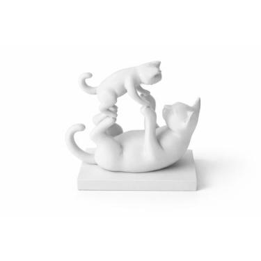 Imagem de Gato Filhote Fêmea Macho Escultura Pet Decoração Presente Cor:Branco -