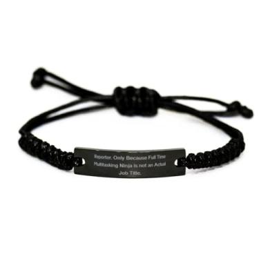 Imagem de SpreadPassion Bracelete de corda preta exclusiva repórter, repórter. Apenas porque multitarefa em tempo integral, presente para colegas de trabalho, presentes brilhantes de colegas