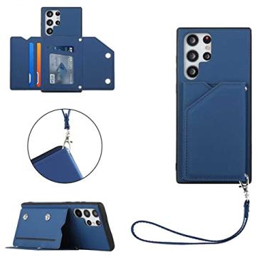 Imagem de Capa para Samsung Galaxy S22 Ultra S21 Plus S20 S 20 FE Carteira de luxo com slot para cartão de couro para S10 Note 10 Lite Capa, Azul, Para S20 FE