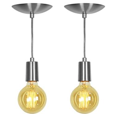 Imagem de Kit 2 Pendente Tubo Cilindro Alumínio Escovado Fio 1.20m