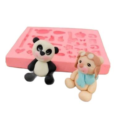 Imagem de Molde De Silicone Urso Aviador, Coração, Laços