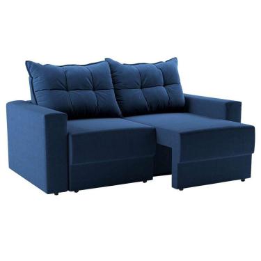 Imagem de sofá 2 lugares retrátil lubeck suede azul marinho 140 cm