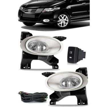Imagem de Kit Farol de Milha Honda City 2009 2010 2011 - Moldura Aro Cromo