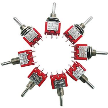 Imagem de mxuteuk 8 Pçs 6 Terminais 3 Posições Dpdt Mini Interruptor De Alternância Em Miniatura Painel De Instrumentos Do Carro 5A 125V 2A 250V Mts-203 6 Pinos Ligado/Desligado/Ligado