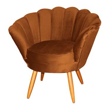 Imagem de Poltrona Petala Veludo Pés de Madeira - Ds Estofados