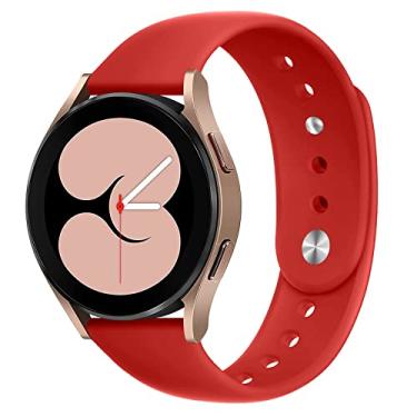 Imagem de Pulseira esportiva de 20 mm para Samsung Galaxy Watch 5 4 40 mm 44 mm/Galaxy Watch 5 Pro 45 mm, pulseira de substituição de silicone macio para Galaxy Watch 4 40 mm 42 mm 44 mm 46 mm/3 41 mm/Active 2 (vermelho)