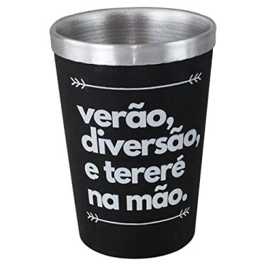 Imagem de CUIA COPO TÉRMICO DE ALUMÍNIO 300ML FOSCO (Frase Preto)